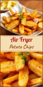 Air Fryer Potato Chips Vertical Photo