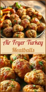 Air Fryer Turkey Meatballs Vertical Photo