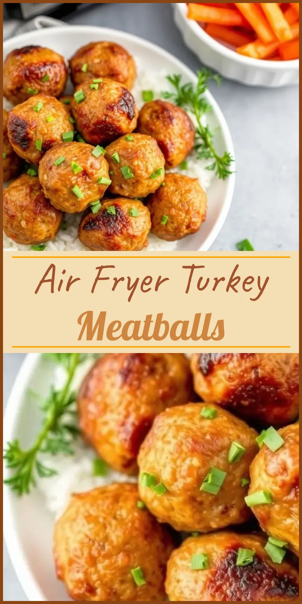 Air Fryer Turkey Meatballs Vertical Photo