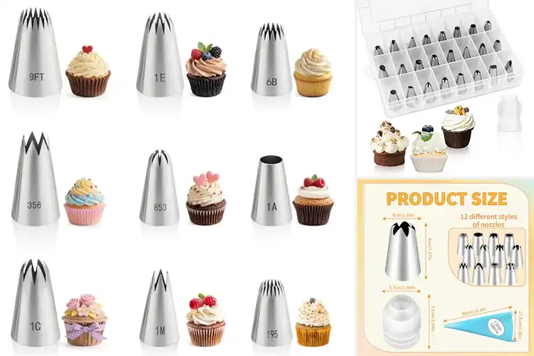 Detailed view of Best Stainless Steel Decorating Tips Set