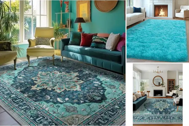 Detailed view of 10 Best Turquoise Rugs to Brighten Your Home