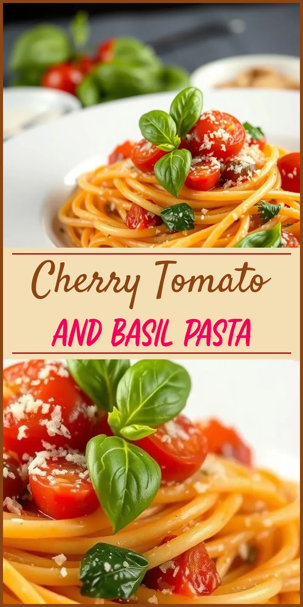 Cherry Tomato and Basil Pasta Vertical Photo