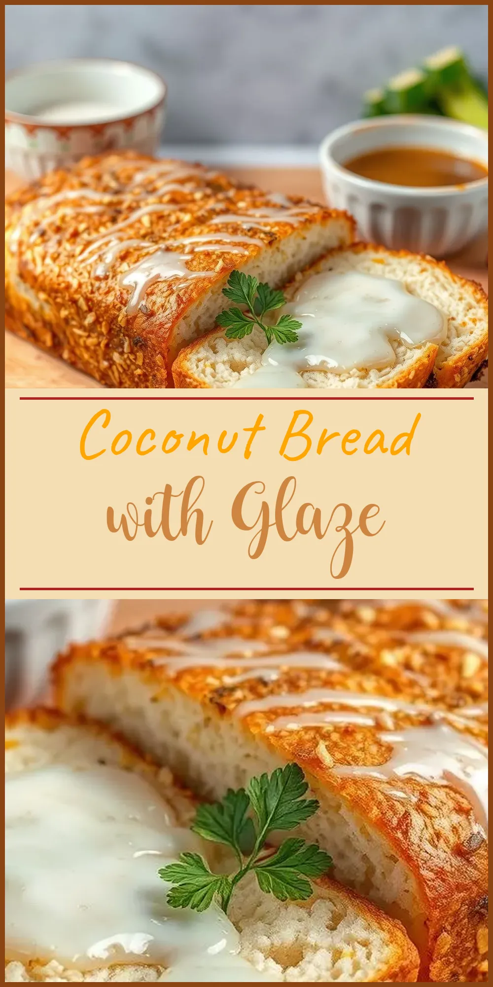Coconut Bread with Glaze Vertical Photo