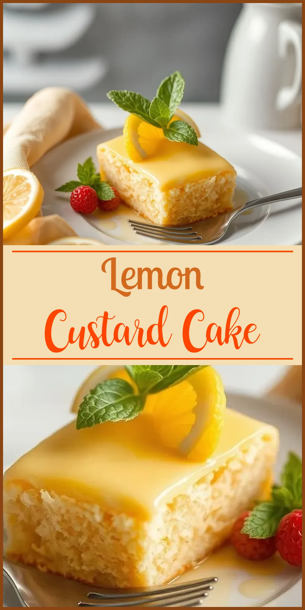 Lemon Custard Cake Vertical Photo