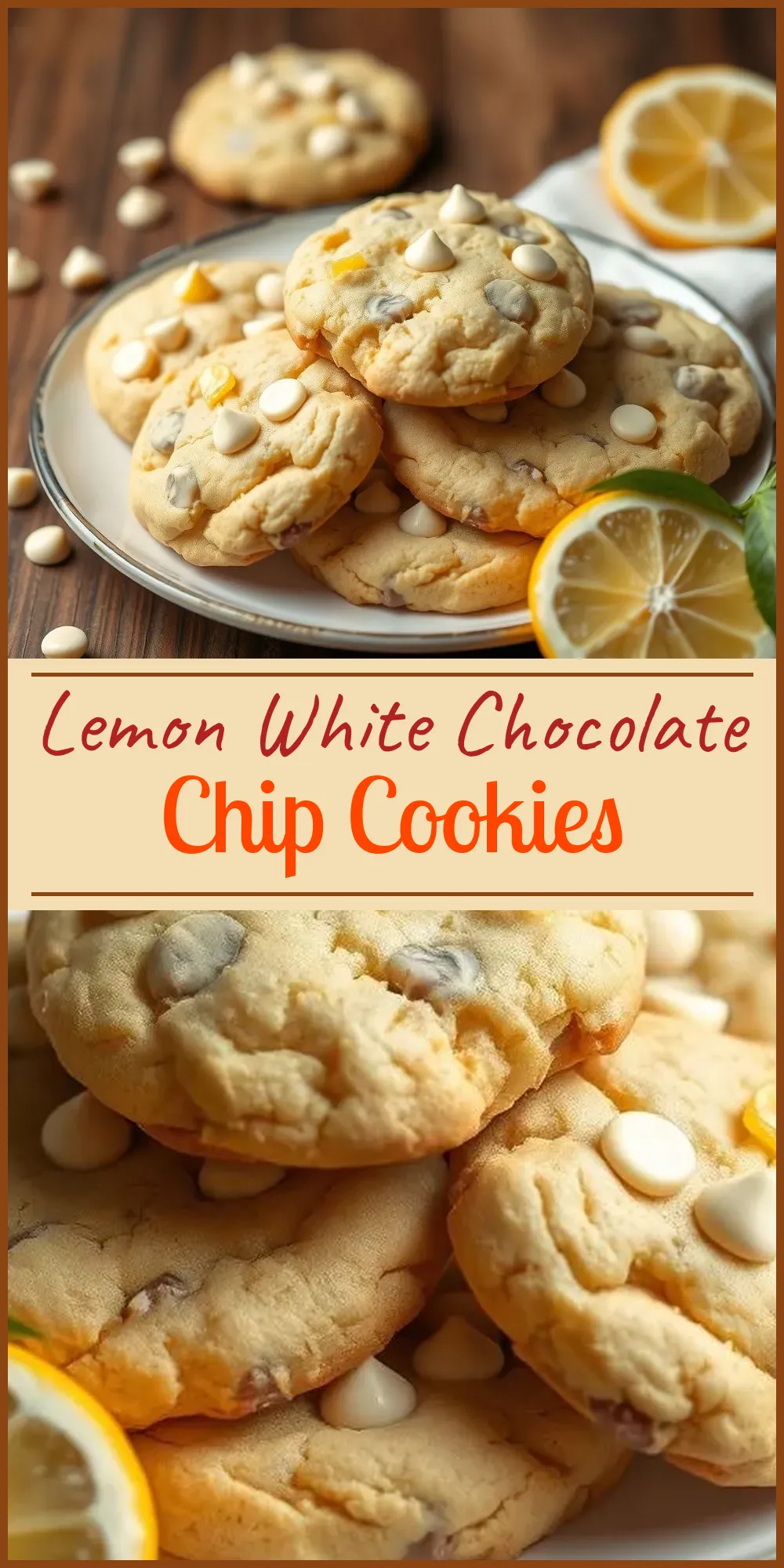 Lemon White Chocolate Chip Cookies Vertical Photo