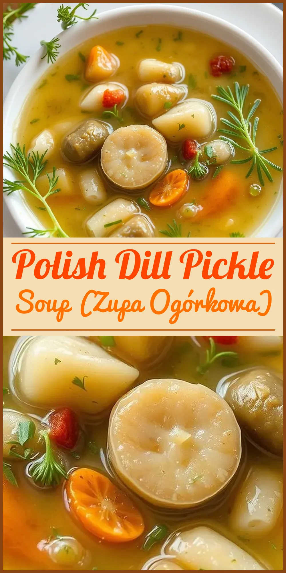 Polish Dill Pickle Soup (Zupa Ogórkowa) Vertical Photo