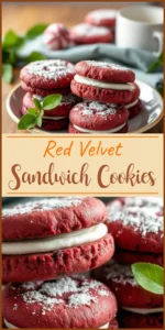 Red Velvet Sandwich Cookies Vertical Photo