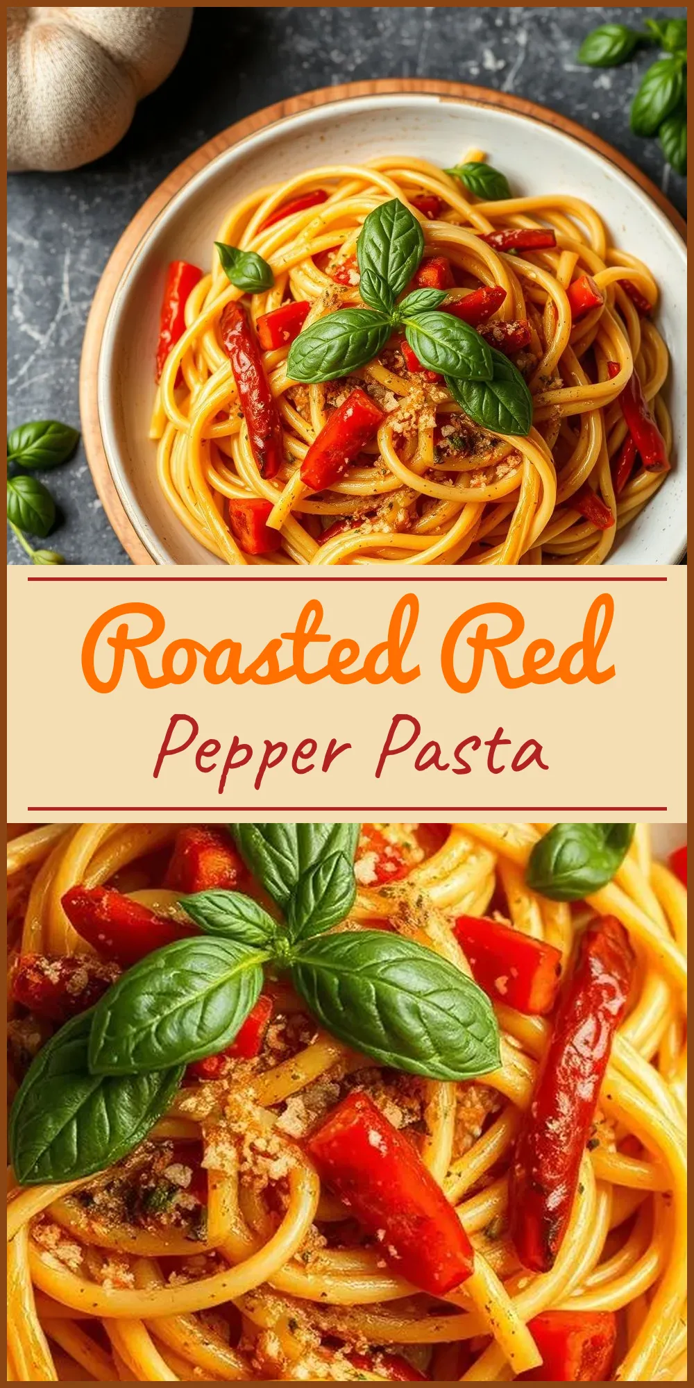 Roasted Red Pepper Pasta Vertical Photo