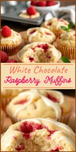 White Chocolate Raspberry Muffins Vertical Photo